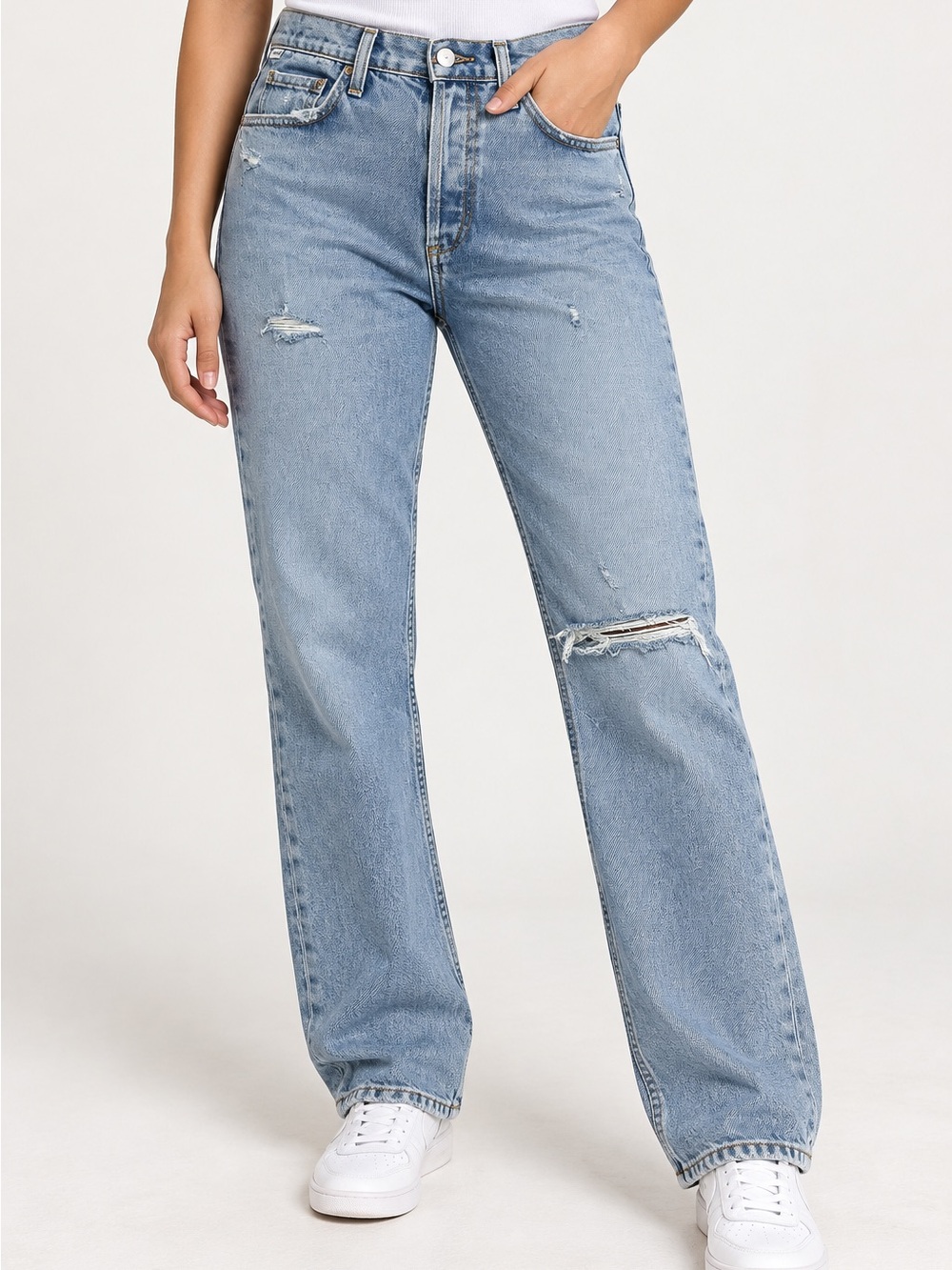 Citizens Of Humanity Light Blue Distressed Straight-Leg Jeans
